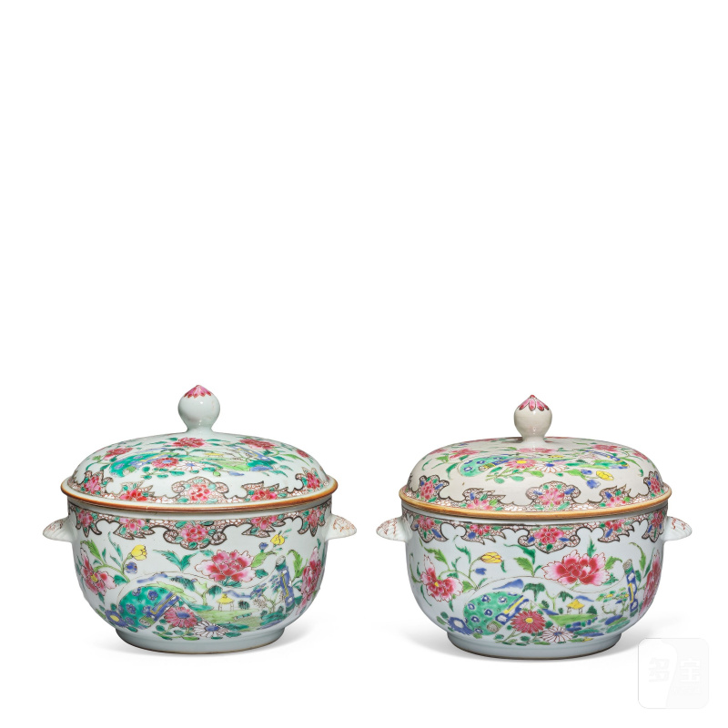 清雍正 粉彩湯盌一對 | A PAIR OF FAMILLE ROSE CIRCULAR TUREENS AND COVERS - 图3
